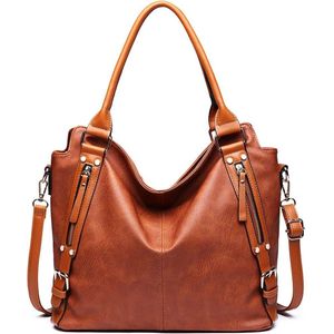 Miss Lulu grote zachtleren slouchy hobo schoudertas(E6713 BN)