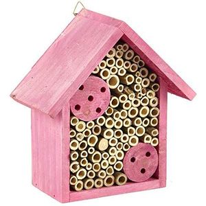 Insectenhotel roze huis huis bijen insecten nestkast