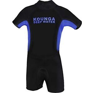 Kounga Kid's Deep Water Neopreen Shorty Wetsuit, Zwart/Blauw, Maat 4