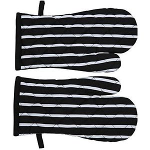 Penguin Home Handschoenen, katoen, zwart, 2-delige set – strepen