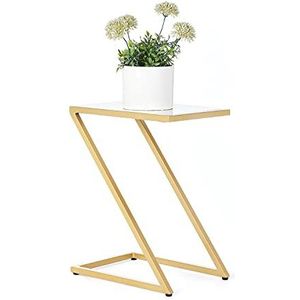 Penguin Home Geschilderd Ijzeren Stalen Frame Tafel, Klein, Goud en Marmer