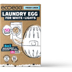 EcoEgg Was ei – Fresh Linen - Wasparels – Navulbaar – Voor de witte en lichte was - Geschikt voor de gevoelige huid – Dermatologisch getest - 70 wasbeurten - Wit