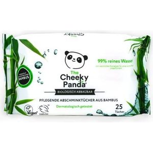 The Cheeky Panda Bamboe make-up remover doekjes | Duurzame gezichtsdoekjes Oogmake-up remover | Ongeparfumeerde verpakking van 25 gezichtsdoekjes | 99% gezuiverd water