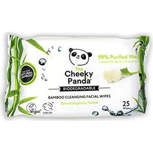 The Cheeky Panda Bamboe make-up remover doekjes | Duurzame gezichtsdoekjes Oogmake-up remover | Rose geurende verpakking van 25 gezichtsdoekjes | 99% gezuiverd water