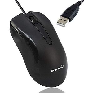 COMBRITE M40 USB Bedraad Optische Muis Met Comfort Rubber Scroll Wiel & Rood LED-Zwart