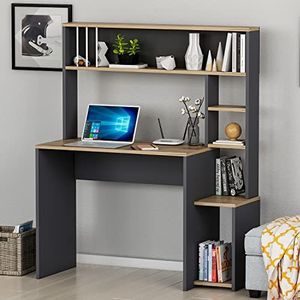 HOMIDEA Olivia computerbureau, werktafel met werkbladen, met deuren, modern ontwerp, kantoor, woonkamer, kinderkamer (olijfgroen, antraciet)