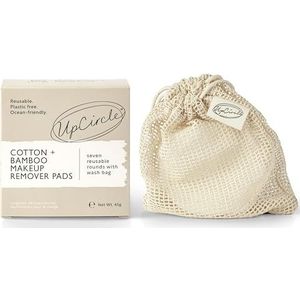 UpCircle Herbruikbare katoenen + bamboe make-up remover pads (7 stuks) met wasbare waszak - drielaags en milieuvriendelijk - voor alle huidtypes