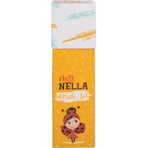 Miss Nella Make-up kwastenset voor kinderen, 4 roze penselen voor kinderen, 2 oogschaduw applicators, blush borstel, blending borstel, perfect voor kleine handen