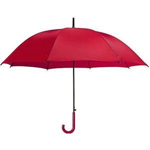eBuyGB Automatische paraplu van gekleurd kunststof met gebogen handgreep, 107 cm, Rood, 107 cm, Paraplu met stok