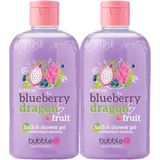 BubbleT | Bad & Doucheschuim | Bosbessen & Drakenfruit (500ml) | 2 stuks | Bosbessen & Drakenfruit Smoothie Douchgel