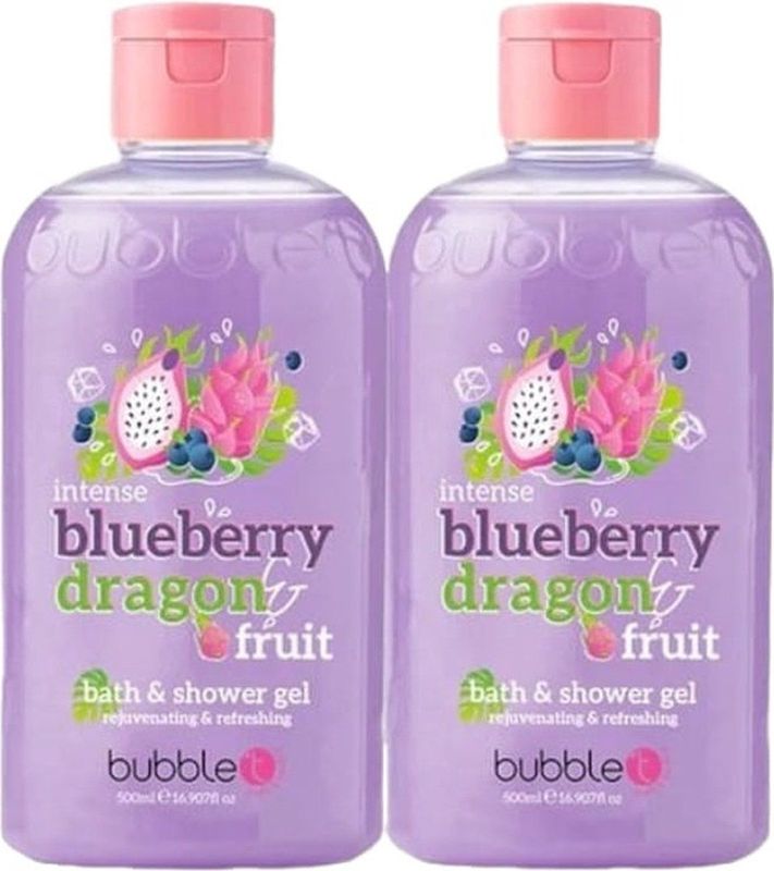 BubbleT | Bad & Doucheschuim | Bosbessen & Drakenfruit (500ml) | 2 stuks | Bosbessen & Drakenfruit Smoothie Douchgel