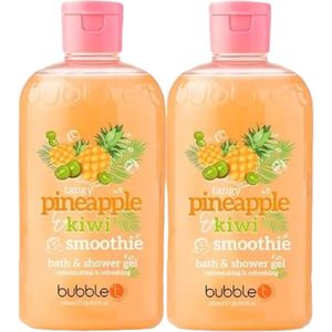 BubbleT | Bad & Doucheschuim | Ananas & Kiwi (500ml) | 2 stuks | Ananas & Kiwi Smoothie Body Douche gel | Kleurrijk | Vrolijk Douchen | Geur & Kleur