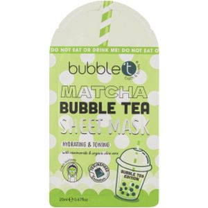 BubbleT | 4 stuks Sheet Mask met Matcha, Aloe vera, Niacinamide - Bubble Tea Edition | verzachtend en verhelderend