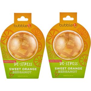 BubbleT | De-stress Bath fizzer in Sweet Orange & Bergamot (150g) | 2 stuks | Zoete Sinaasappel & Bergamot