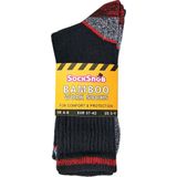 BWS - Bamboe Werksokken - Zwart - 6 Paar voor Laarzen met Stalen Neus