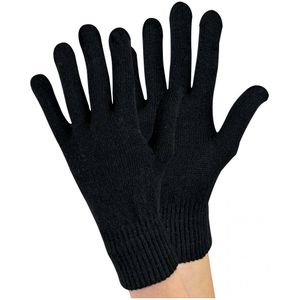 Dames gebreide thermo wolmix magische handschoenen - Zwart
