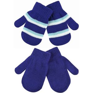 Set van 2 gestreepte gebreide winterhandschoenen voor baby's - Blauw