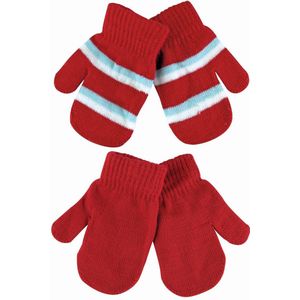 Set van 2 gestreepte gebreide winterhandschoenen voor baby's - Rood