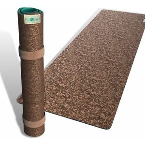 PUNIMA Yogamat van natuurkurk, antislip, met gratis hennepriem, extra grote fitnessmat, 183 x 68 x 0,4 cm, 100% natuurkurk uit Portugal + natuurlijk rubber