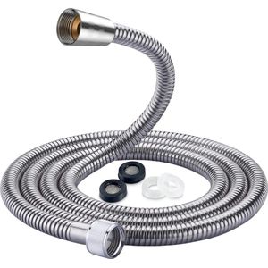 DIY Doctor 1,75 m x 11 mm universele doucheslang | Premium vervangende roestvrijstalen slang met 4 ringen | Anti-knik | Douchepijp met chromen afwerking | Flexibele doucheslang | Chromen douche