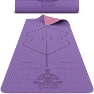 Yogamat, hoogwaardige pilatesmat van thermoplastisch elastomeer (TPE), milieuvriendelijk, antislip, fitness-, trainingsmat, 183 x 61 x 0,6 cm, paars/roze
