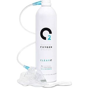 ClearO2 zuurstoffles met masker en buis, zuurstof voor een zuivere ademhaling in een lichtgewicht aluminium fles, gemaakt in Groot-Brittannië, volledige kit, 15 l, pakket van 1