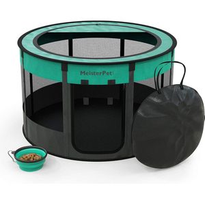 Meisterpet - opvouwbare puppyren rond - (Ø x H) 115 x 58 cm - met gratis dieren verzorging set