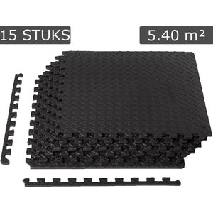 Meisterhome - 60 x 60 x 1 cm - 15 stuks - 5,4 m² - antraciet beschermmatten set puzzelmat vloerbescherming mat - puzzel vloerbeschermingsmatten onderlegmat | fitnessmat turnmat sportmat trainingsmat