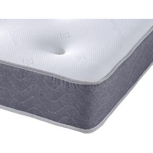 eXtreme comfort ltd Extreme Comfort-Small Double Memory Foam matras met veren met rand en 9 inch diep (4ft x 6ft3, 120cm x 190cm), wit/grijs