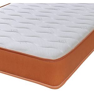 eXtreme comfort ltd Extreme Comfort-Small Single Memory Foam matras met veren met rand en golvende lijn bovenpaneel (2ft6 x 6ft3, 75cm x 190cm), wit/oranje