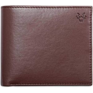 Watson & Wolfe - VEGAN RFID bifold wallet- heren - brown + red lining