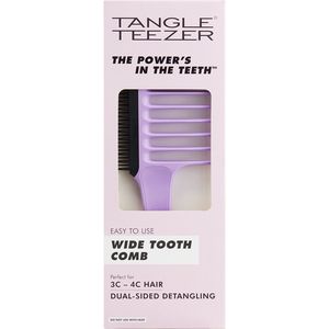 Tangle Teezer | Brede tandkam voor 3C tot 4C haar | Dubbelzijdig met lange en korte tanden | Ontwart moeiteloos en vermindert het afstoten | Ideaal voor wasdag en conditionerdistributie | Lila & Zwart