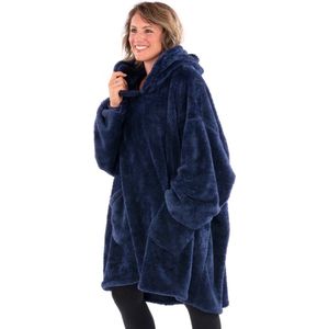 Snug Rug - Oversized Hoodie Deken - Marineblauw - Sherpa Fleece - Unisex