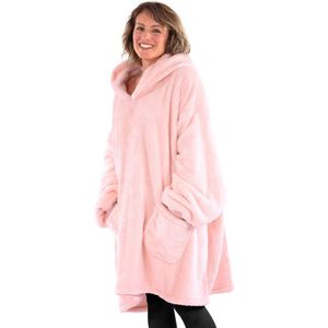 Snug Rug - Sherpa Fleece Deken - Roze - Oversized Hoodie Deken met Mouwen en Capuchon