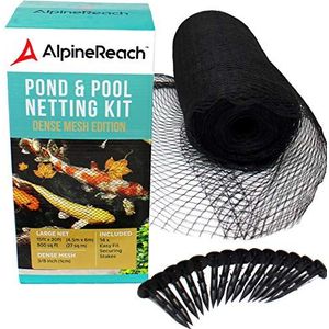 AlpineReach 4,5m x 6m Vijvernet zwart - Koi Pond Netting - Heavy Duty fijn gaas net cover voor bladeren - beschermt koi vis tegen blauwe reiger vogels katten roofdieren UV-bescherming - herbruikbaar