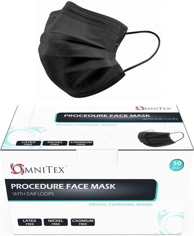 Chirurgische Maskers - Zwart - 50 Stuks - 3-Laags - Type IIR