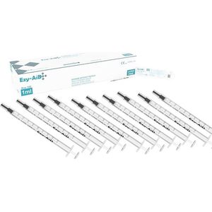 100st. - 1 ml Ezy-Aid wegwerp steriele injectie spuit | Zeer nauwkeurig | Luer Slip Tip, medische spuiten voor eenmalig gebruik zonder naalden, niet-pyrogeen, latexvrij voor het doseren van vloeistof, geen naald