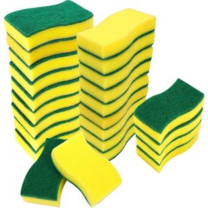 Belle Vous Zware Kwaliteit Schrob Sponsjes (24 Pak) – Niet Krassende Schrobber voor Keuken Vaat & Badkamer – Dubbelzijdige Multi Bruikbare Afwas Blokjes Voor Naadloze Schoonmaak