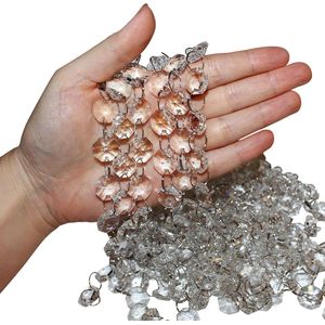 Belle Vous Helder Glazen Kristallen Kandelaar Kralen Ketting Guirlande (6 Pak) 1 m Guirlande Strengen met 1,9 cm Octagonale Kralen – Voor DIY Hobby, Huwelijk/Kerst/Feest Decoratie, Sieraden en Lampen