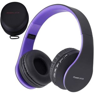PowerLocus P1 Bluetooth Koptelefoon – Draadloos – Over Ear – Met Microfoon – Inklapbaar - incl. Hoes – Purper