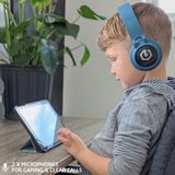PowerLocus Buddy Draadloze On-Ear Koptelefoon voor Kinderen, LED lampjes, 85db Limiet, met Microfoon, Micro SD poort - Blauw