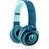 PowerLocus Buddy Draadloze On-Ear Koptelefoon voor Kinderen, LED lampjes, 85db Limiet, met Microfoon, Micro SD poort - Blauw