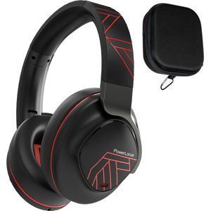 PowerLocus MoonFly Koptelefoon Over-Ear met Active Noise Cancelling, Draadloze Hoofdtelefoon, Voice Assistant Activation - Zwart/Rood