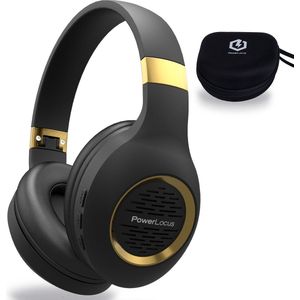PowerLocus P4 Draadloze Koptelefoon Over-Ear - Bluetooth - incl. Premium Case - met Microfoon - Zwart/Goud