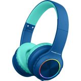 PowerLocus PLED Draadloze Koptelefoon Over-Ear voor Kinderen - LED lampjes - met Microfoon - Micro SD poort - Blauw