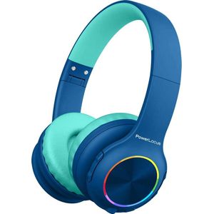 PowerLocus PLED Draadloze Koptelefoon Over-Ear voor Kinderen - LED lampjes - met Microfoon - Micro SD poort - Blauw