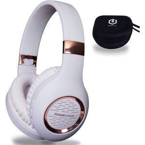 PowerLocus P4 Draadloze Koptelefoon Over-Ear - Bluetooth - incl. Premium Case - met Microfoon - Wit/Rose Goud