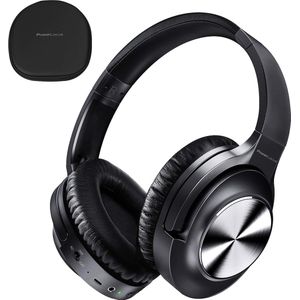 PowerLocus Draadloze over-ear koptelefoon met Noise Cancelling – Microfoon – Wireless & met Aux kabel Mode – incl. Premium Case - Zwart