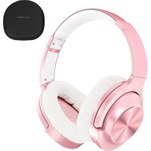 PowerLocus Draadloze over-ear koptelefoon met Noise Cancelling – Microfoon – Wireless & met Aux kabel Mode – incl. Premium Case - Rose Gold