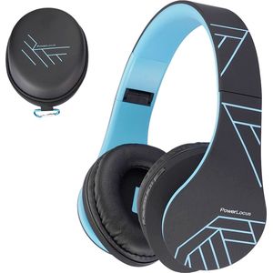 PowerLocus P2 Draadloze Over Ear Koptelefoon - Bluetooth 5.0 - Deep Bass - 20 Uur Speeltijd - Opbergtas - [Upgrade Zwart/Blauw]